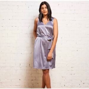 Universal Standard Size S 14 16 Spencer Slip Dress Tie Waist Satin Pockets